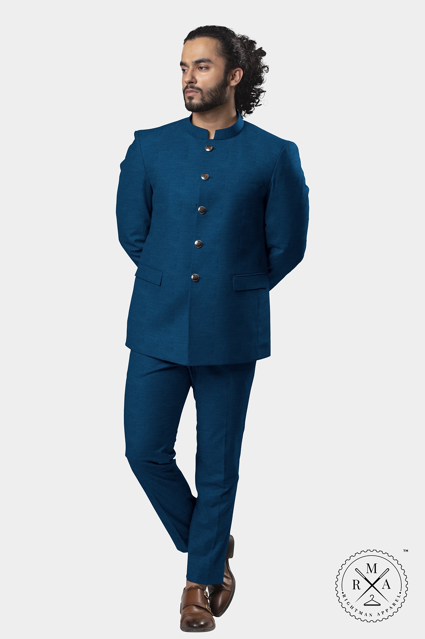 Blue Linen Jodhpuri Suit SU253